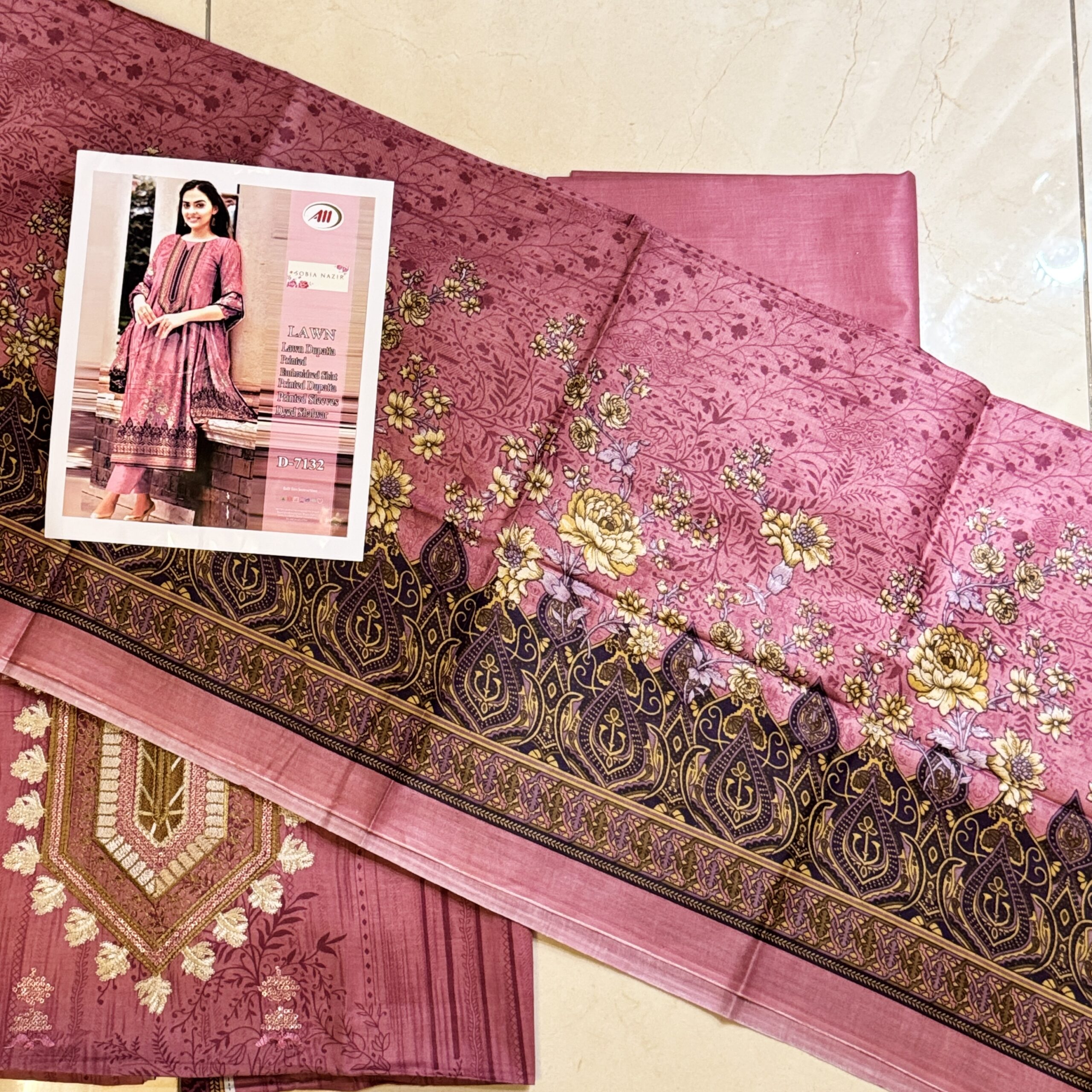 floral digital lawn suit 3 piece unstitched