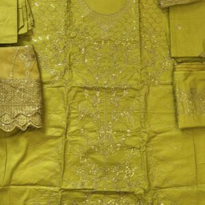 Maria B. Original Elegant Yellow Embroidered Unstitched 3 Piece Suit – Luxury Festive Collection
