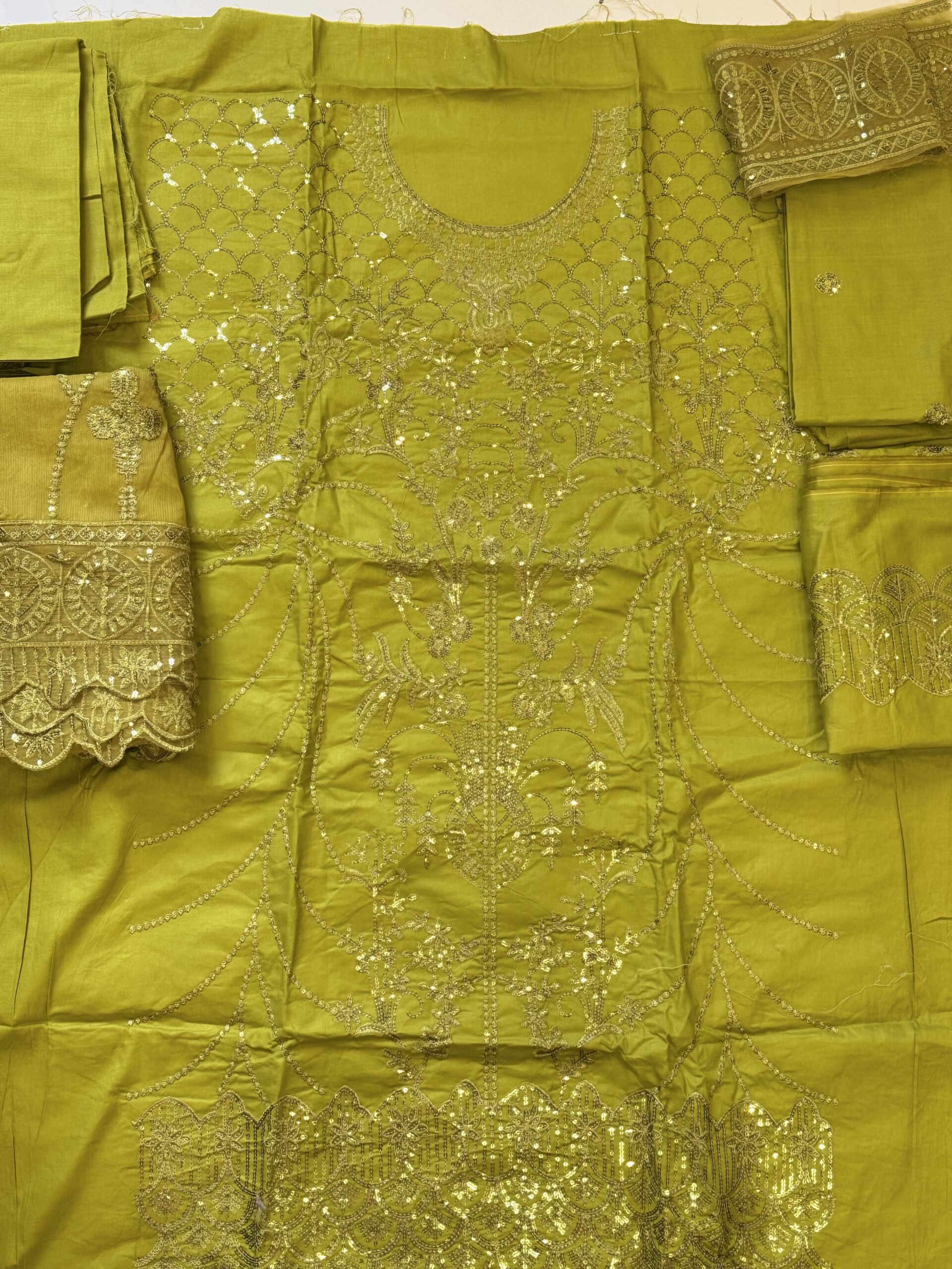 Maria B. Original Elegant Yellow Embroidered Unstitched 3 Piece Suit – Luxury Festive Collection