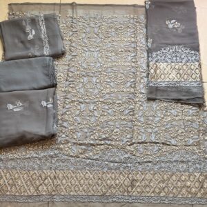 Sapphire Luxury Grey Embroidered Chiffon 3 Piece Unstitched Suit
