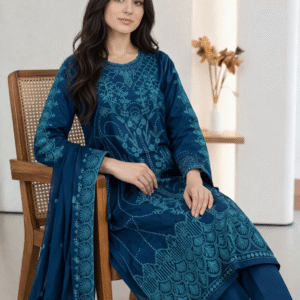 3 Piece Luxury Embroidered Cotton Suit (Unstitched)