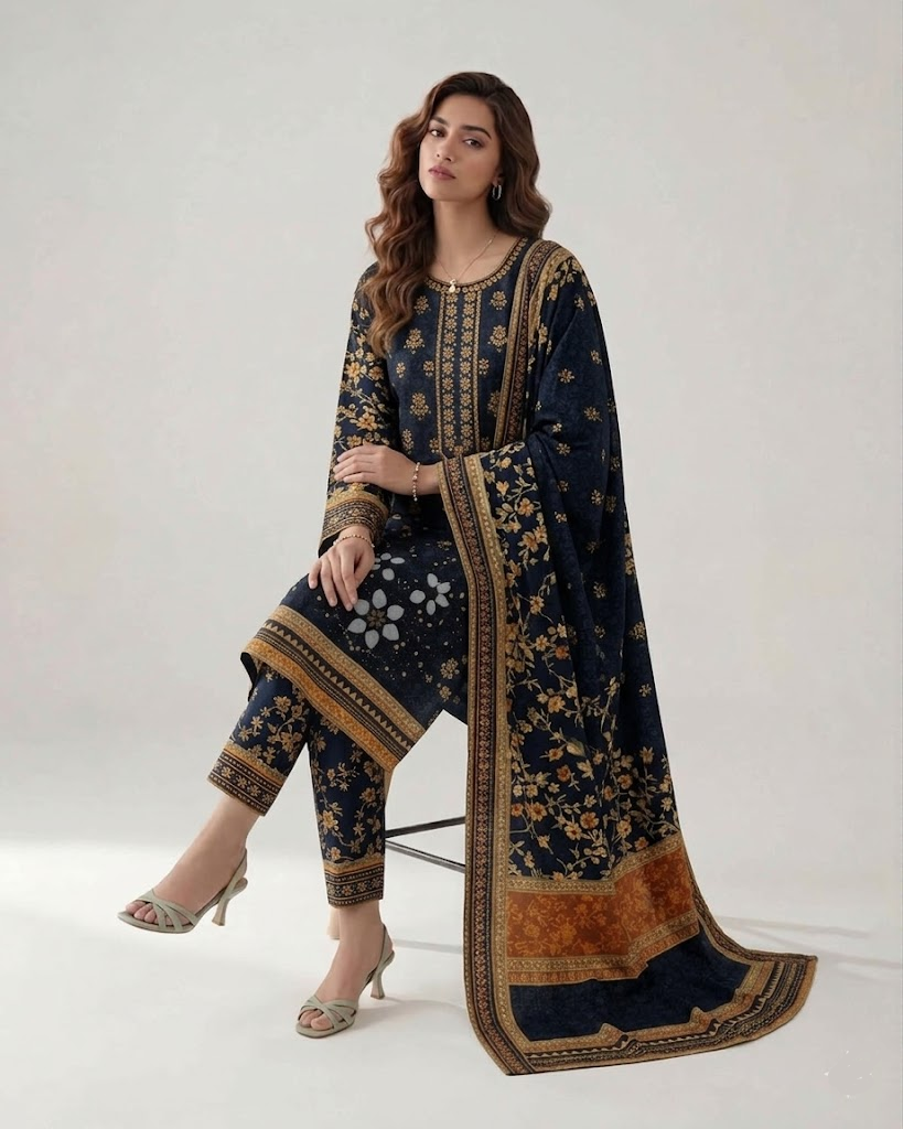 3 Piece Embroidered Lawn Suit ( Unstitched ) - Image 2