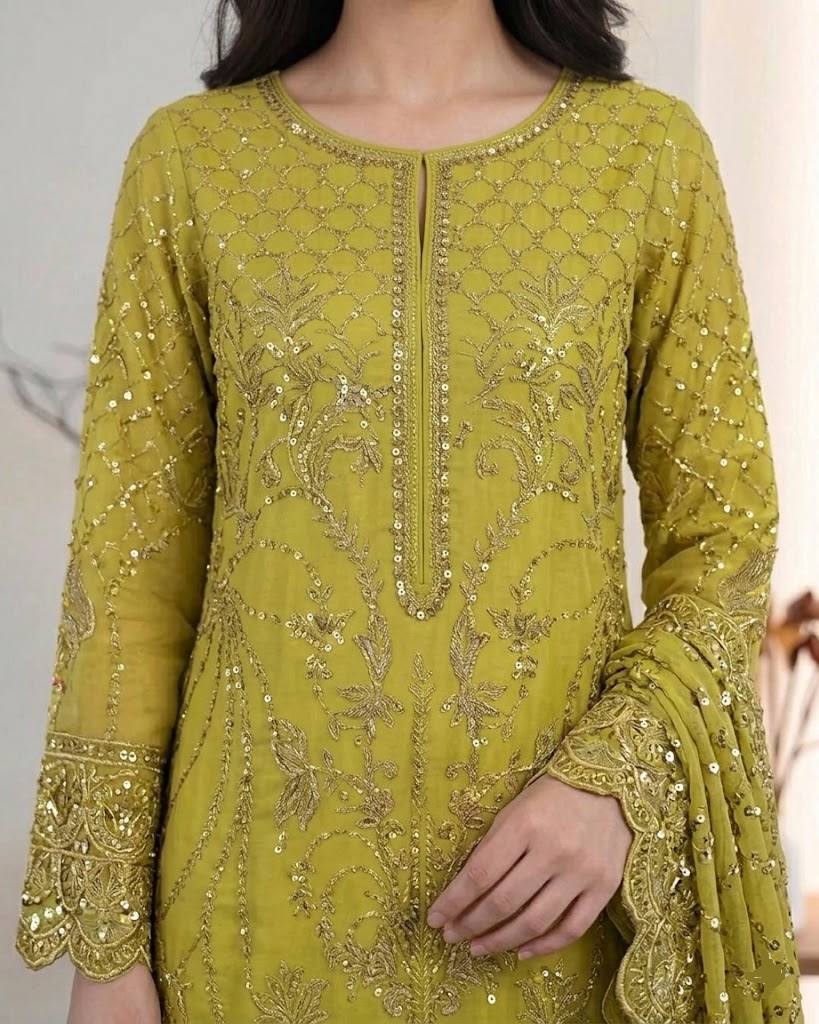 3 Piece Luxury Embroidered Cotton Suit (Unstitched) - Image 2