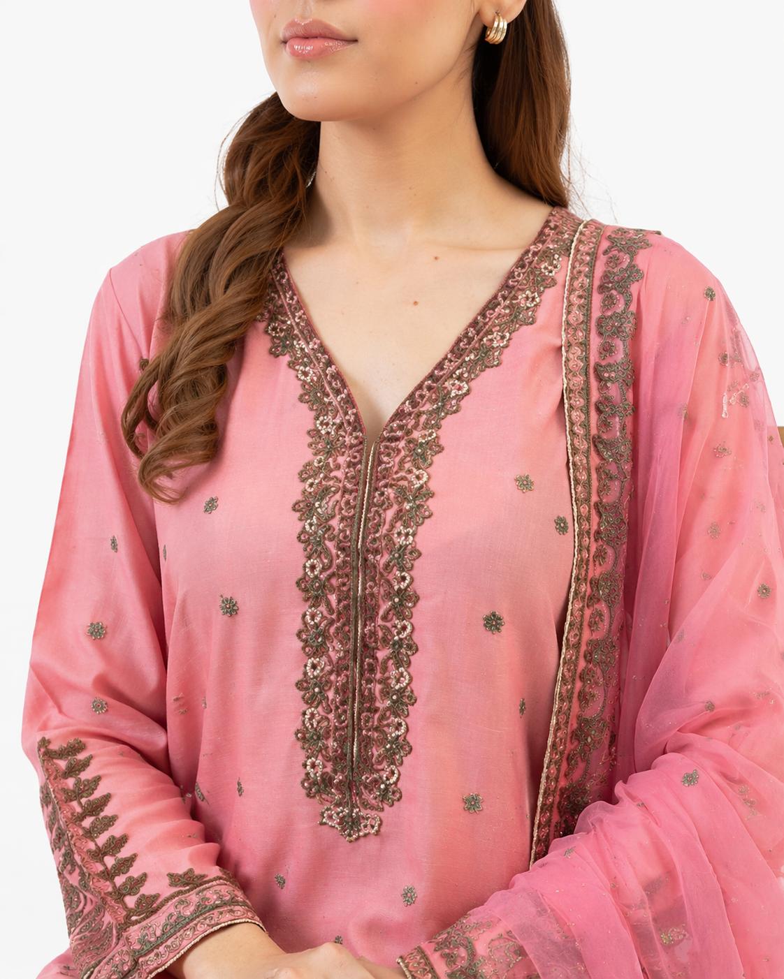 3 Piece Embroidered Chiffon Suit (Unstitched) - Image 2
