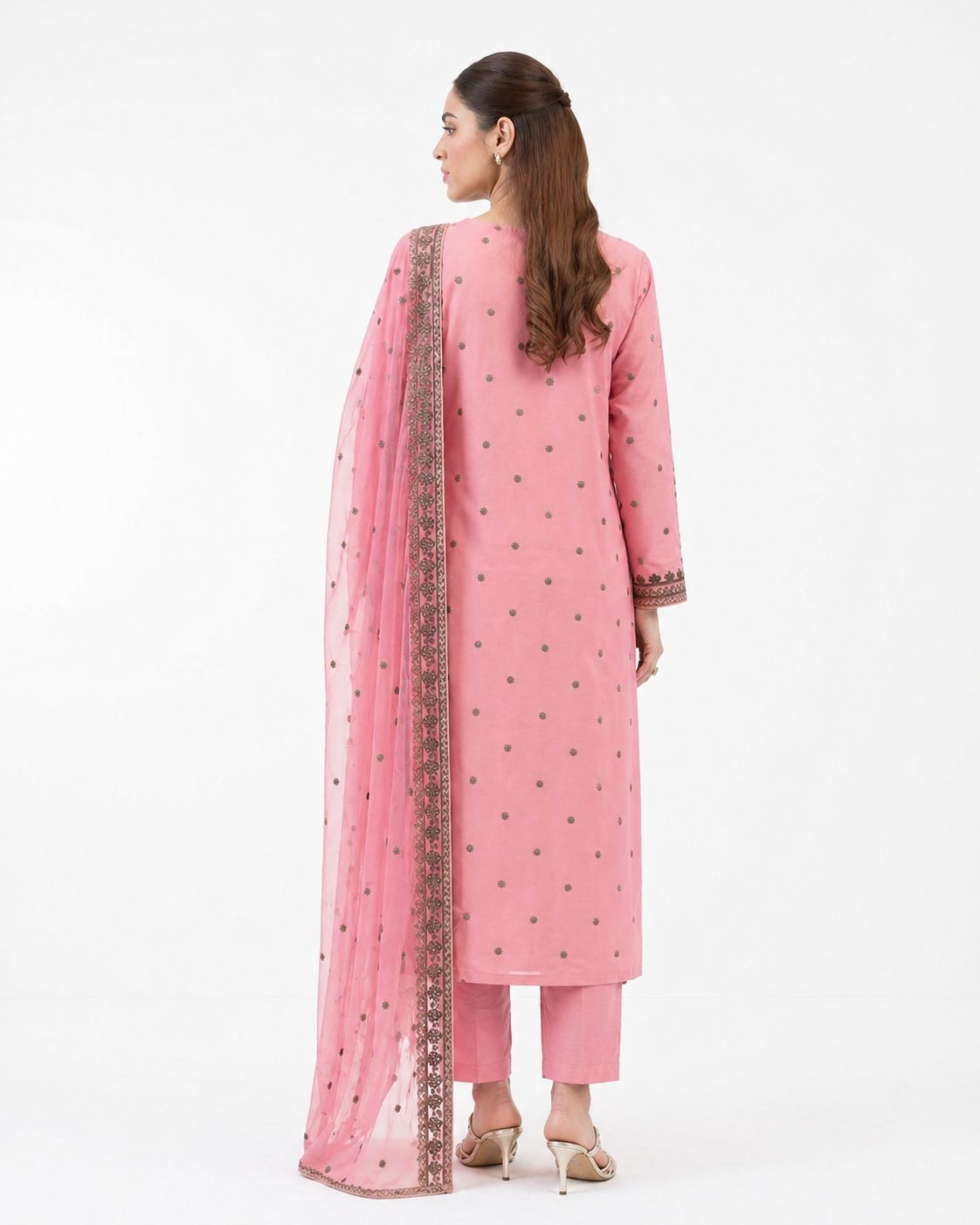 3 Piece Embroidered Chiffon Suit (Unstitched) - Image 4