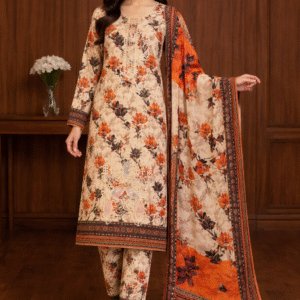 3 Piece Embroidered Cotton Suit (Unstitched)