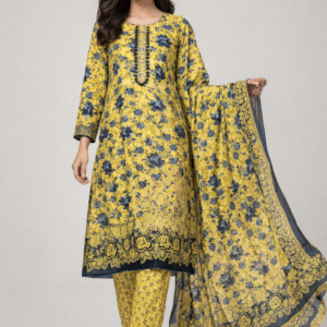 3 Piece Embroidered Cotton Suit (Unstitched)