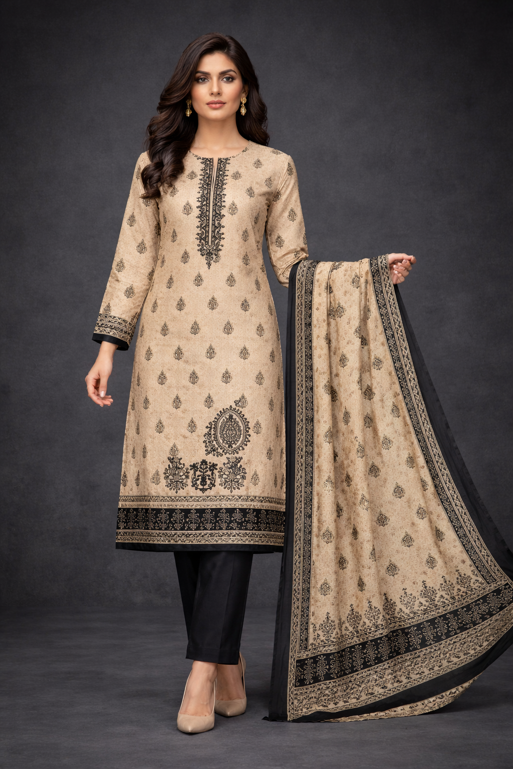 3 Piece Embroidered Lawn Suit (Unstitched)