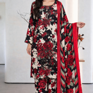 3 Piece Cotton Embroidered Suit (Pret)