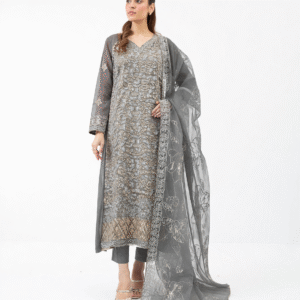 3 Piece Chiffon Embroidered Suit ( Unstitched )