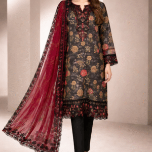 3 Piece Embroidered Lawn Suit (Luxury)