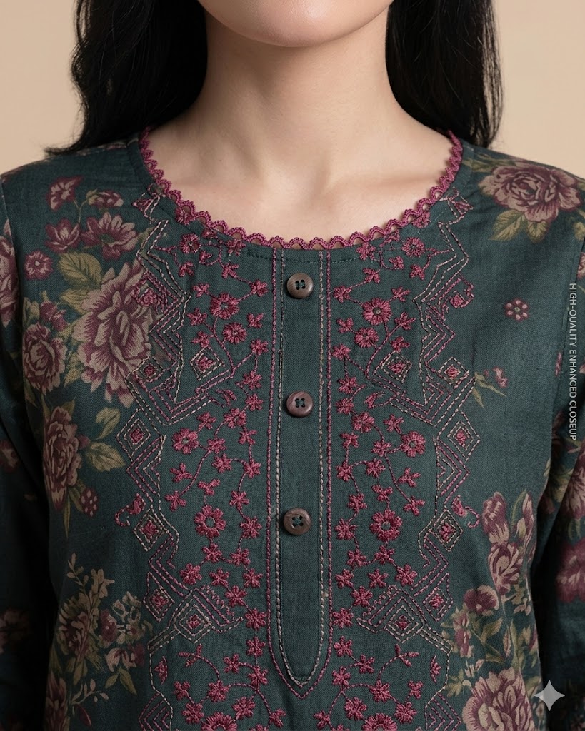 3 Piece Embroidered Lawn Stitched Suit (Luxury) - Image 2