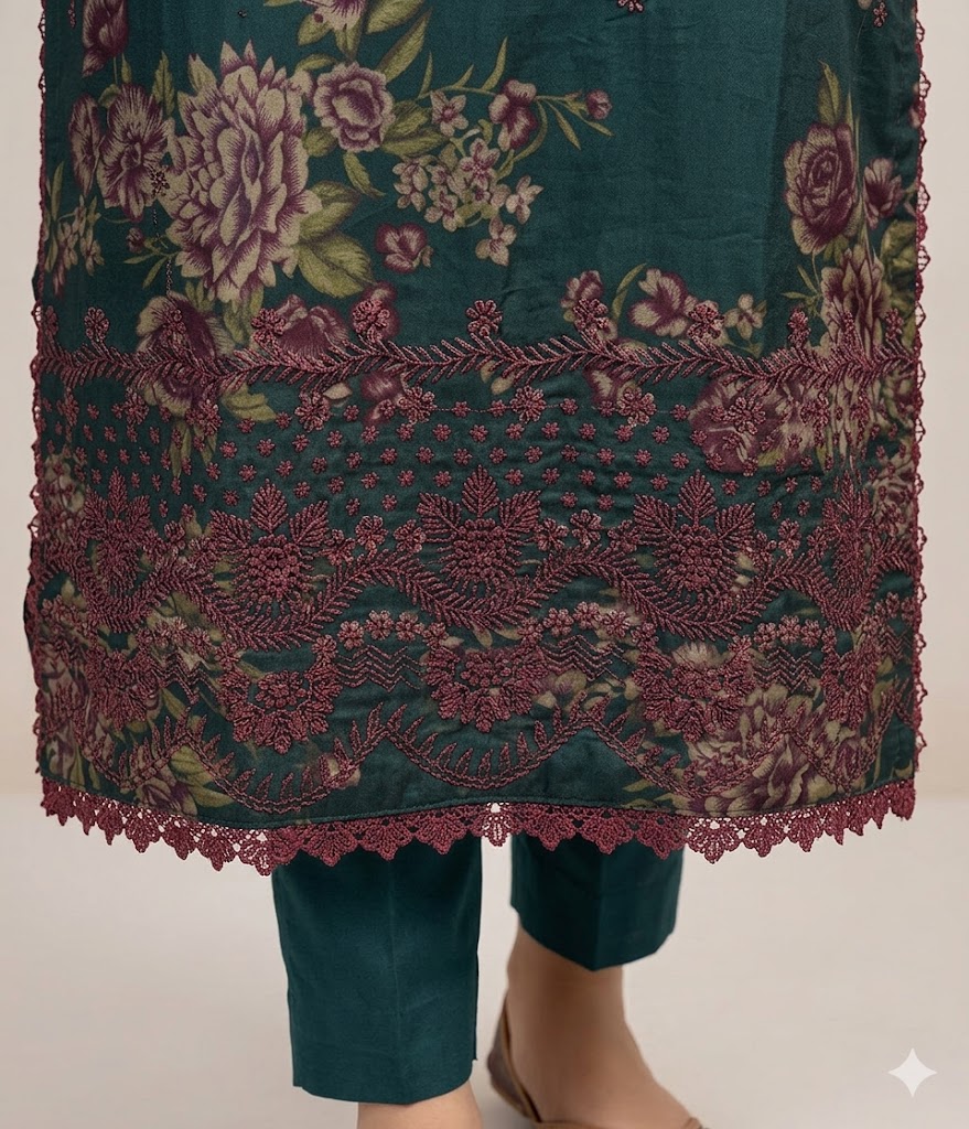 3 Piece Embroidered Lawn Stitched Suit (Luxury) - Image 4