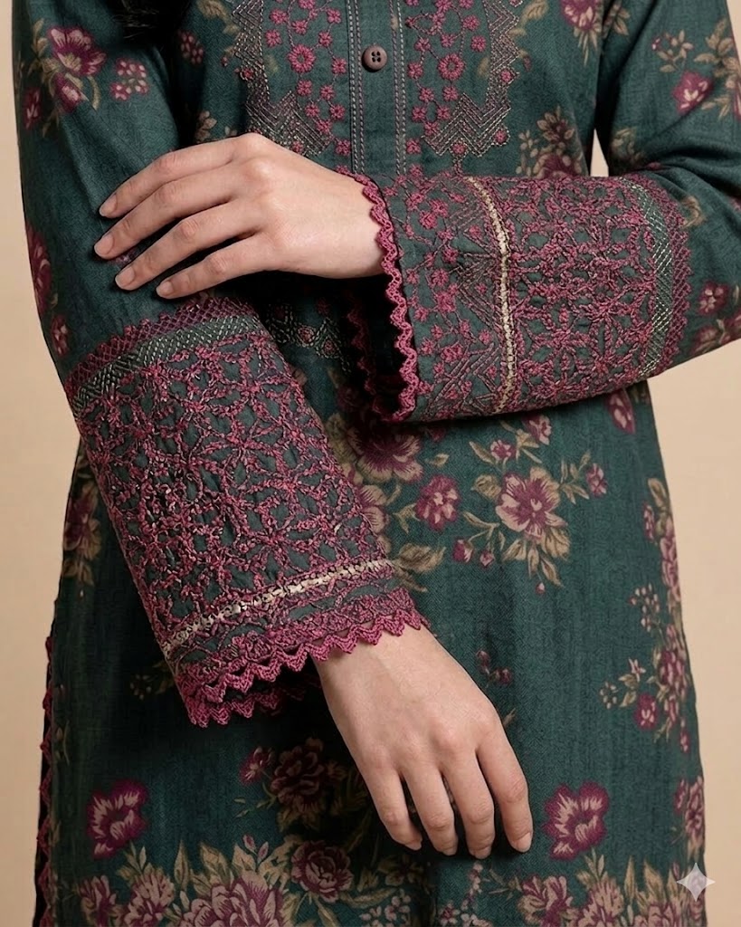 3 Piece Embroidered Lawn Stitched Suit (Luxury) - Image 3