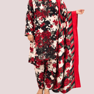 3 Piece Cotton Embroidered Suit (Pret)