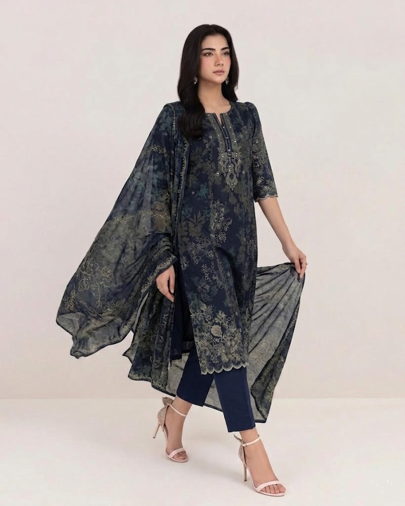3 Piece Printed Lawn Suit ( Unstitched ) - Image 3