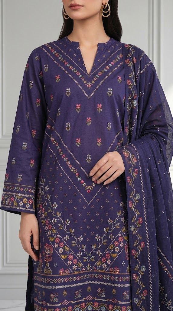 3 Piece Printed Lawn Suit ( Unstitched ) - Image 2