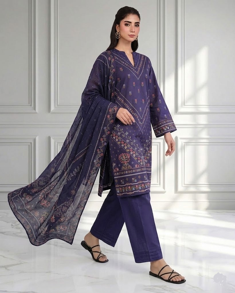 3 Piece Printed Lawn Suit ( Unstitched ) - Image 3