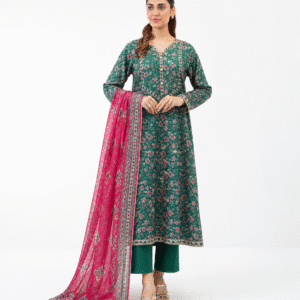 3 Piece Printed Lawn Frock Style Suit (Pret)
