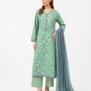 3 Piece Printed Lawn Frock Style Suit (Pret)